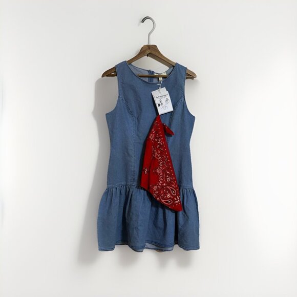 Revolve Thirty Thirty LA Sleeveless Blue Denim Mini Dress Sz XL Babydoll - Picture 1 of 8